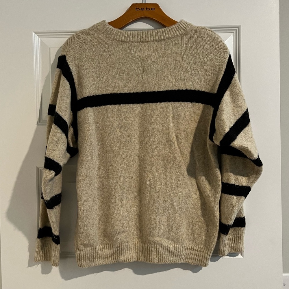 Striped Beige and Black Sweater - Picture 2 of 4